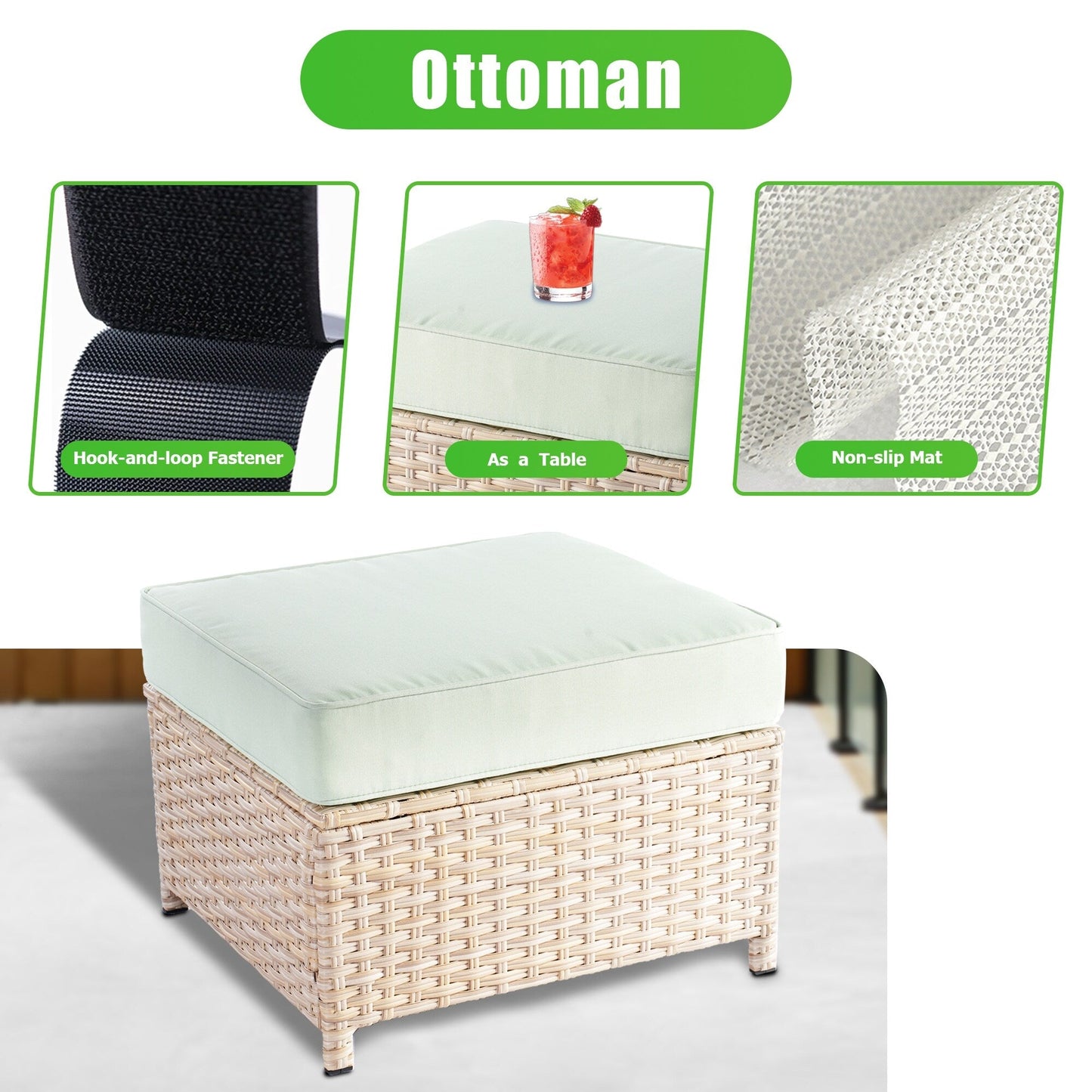 Set di divani da conversazione in rattan e vimini per esterni XIZZI, 5 pezzi