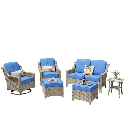 Set di mobili da esterno XIZZI da 6 pezzi con schienale alto e sedia girevole