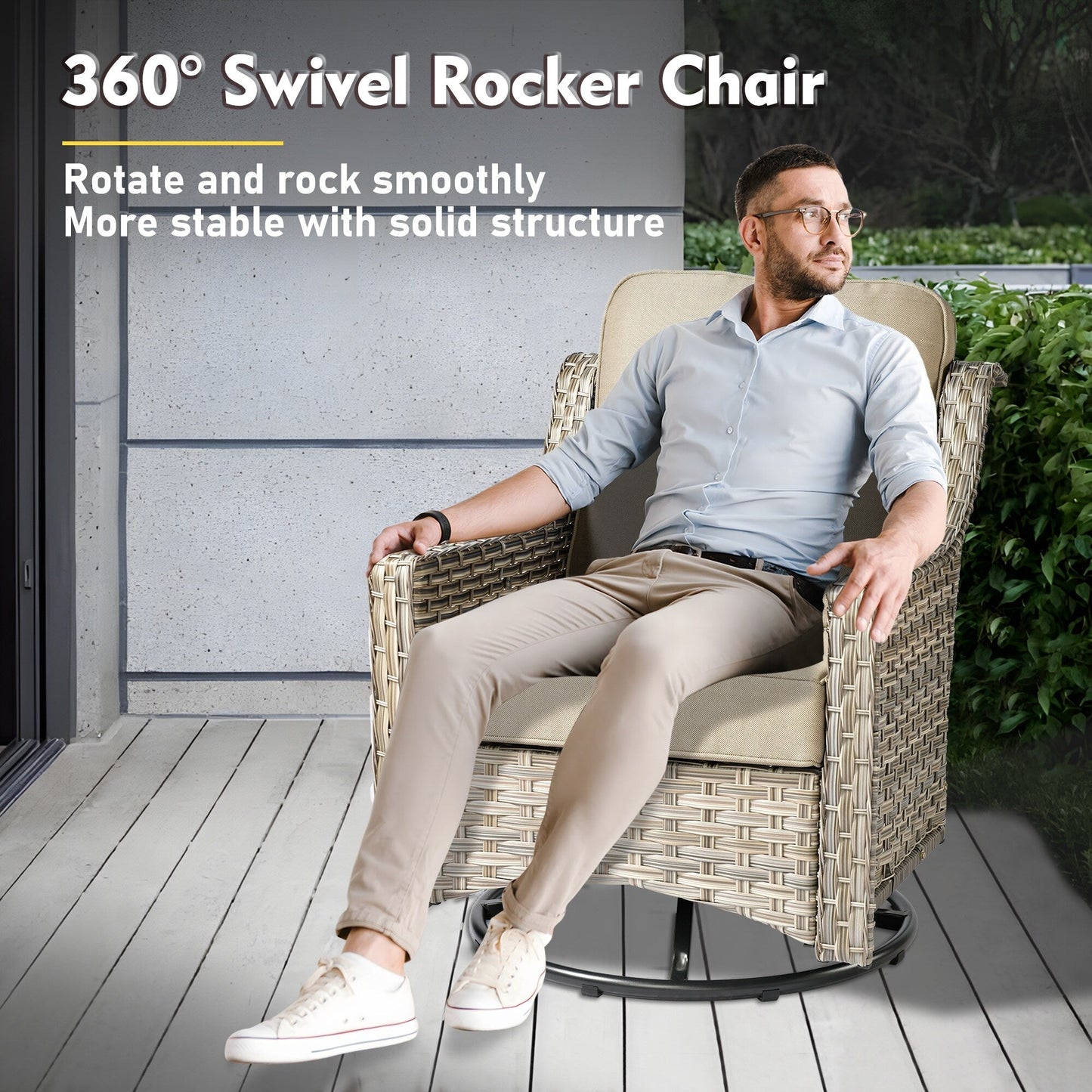 Set di mobili da esterno XIZZI da 6 pezzi con schienale alto e sedia girevole