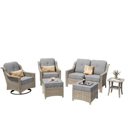 Set di mobili da esterno XIZZI da 6 pezzi con schienale alto e sedia girevole