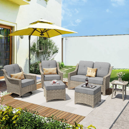 Set di mobili da esterno XIZZI da 6 pezzi con schienale alto e sedia girevole