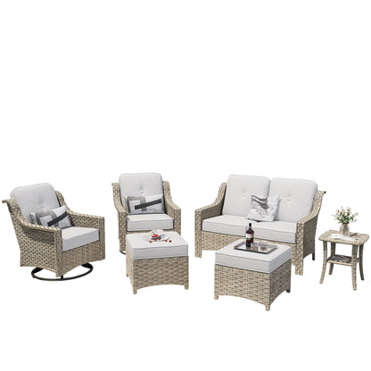 Set di mobili da esterno XIZZI da 6 pezzi con schienale alto e sedia girevole