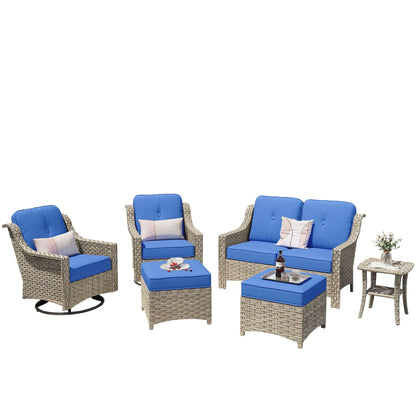 Set di mobili da esterno XIZZI da 6 pezzi con schienale alto e sedia girevole