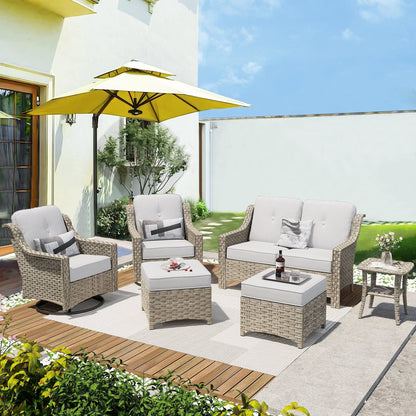 Set di mobili da esterno XIZZI da 6 pezzi con schienale alto e sedia girevole