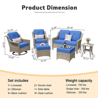 Set di mobili da esterno XIZZI da 6 pezzi con schienale alto e sedia girevole