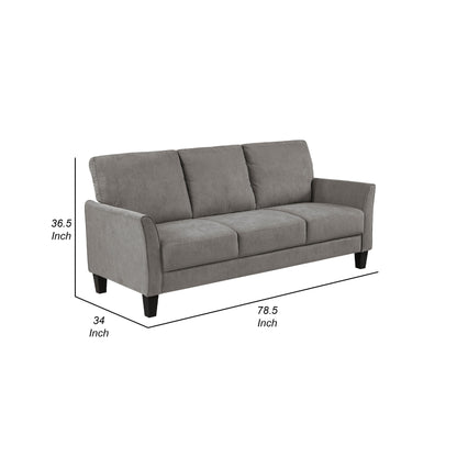 Divano Xumo, tessuto grigio talpa, 79 pollici, gambe in legno affusolate nere