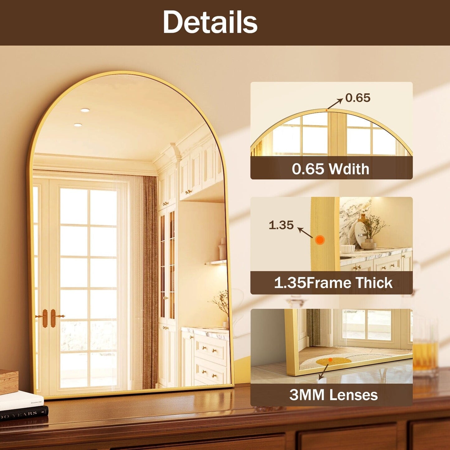 Specchio da parete per bagno ad arco YVANLA