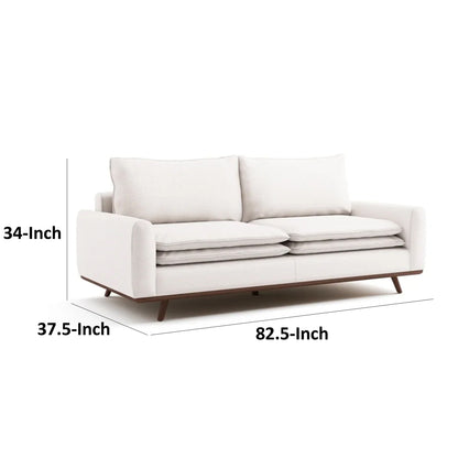 Divano Yaana con cuscini in misto piuma, legno marrone scuro, bianco, 83 pollici