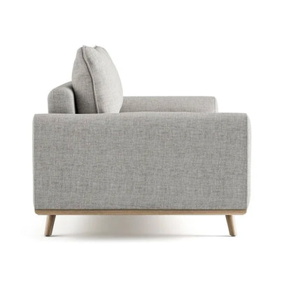 Divano Yaana, cuscino in misto piume, legno di quercia marrone, tessuto grigio, 83 pollici