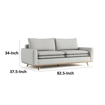 Divano Yaana, cuscino in misto piume, legno di quercia marrone, tessuto grigio, 83 pollici