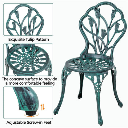 Set da bistrot da esterno Yaheetech da 3 pezzi con foro per ombrellone, set da tavolo in alluminio
