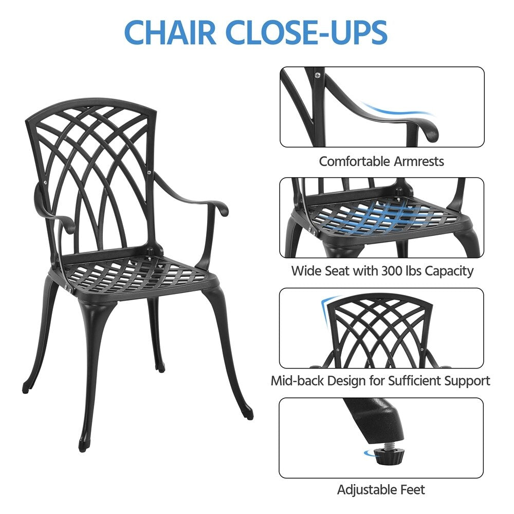 Set da bistrot da giardino Yaheetech da 3 pezzi, tavolo da bistrot in alluminio pressofuso e 2 sedie