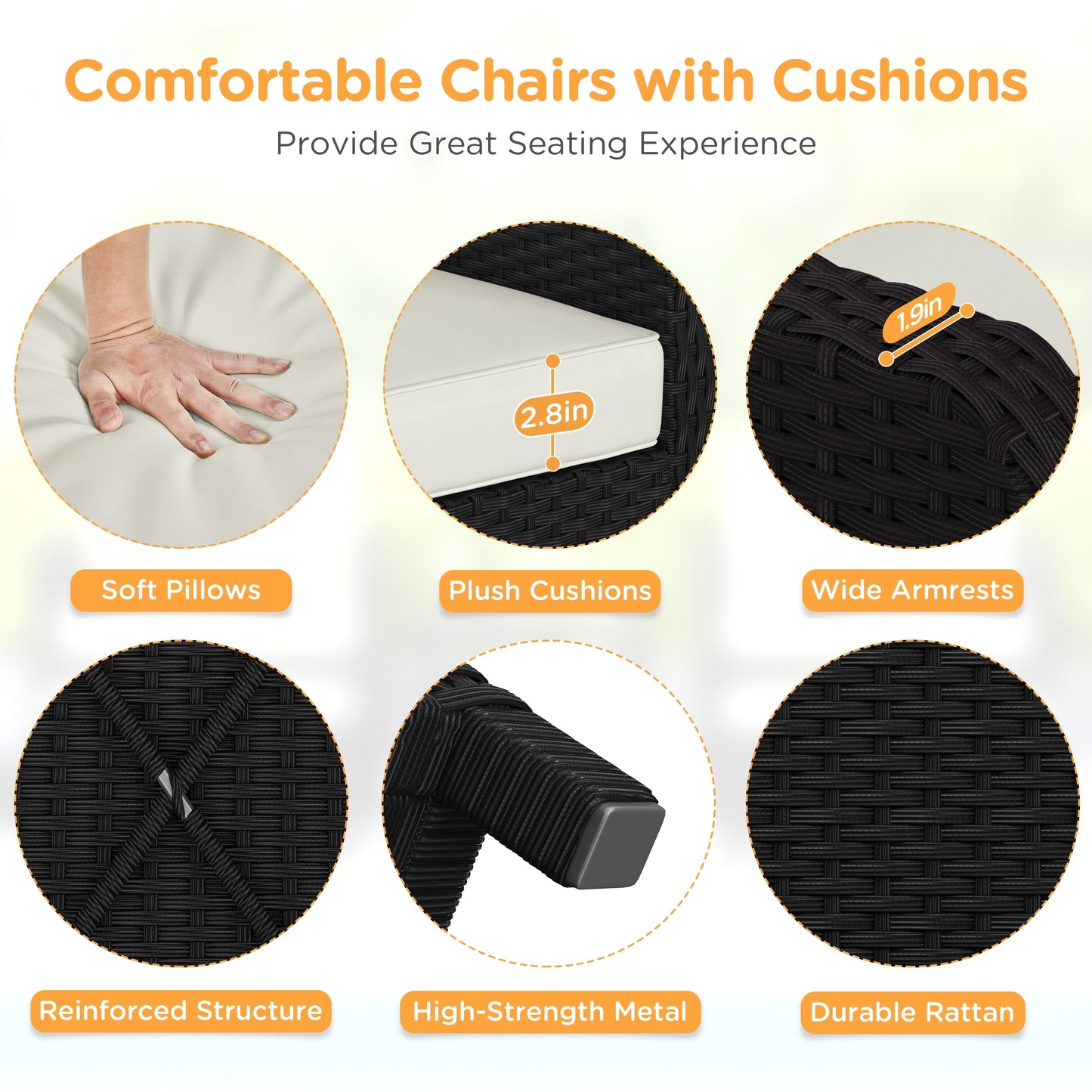 Set di mobili da giardino Yaheetech da 5 pezzi con cuscini e guanciali per cortile e giardino