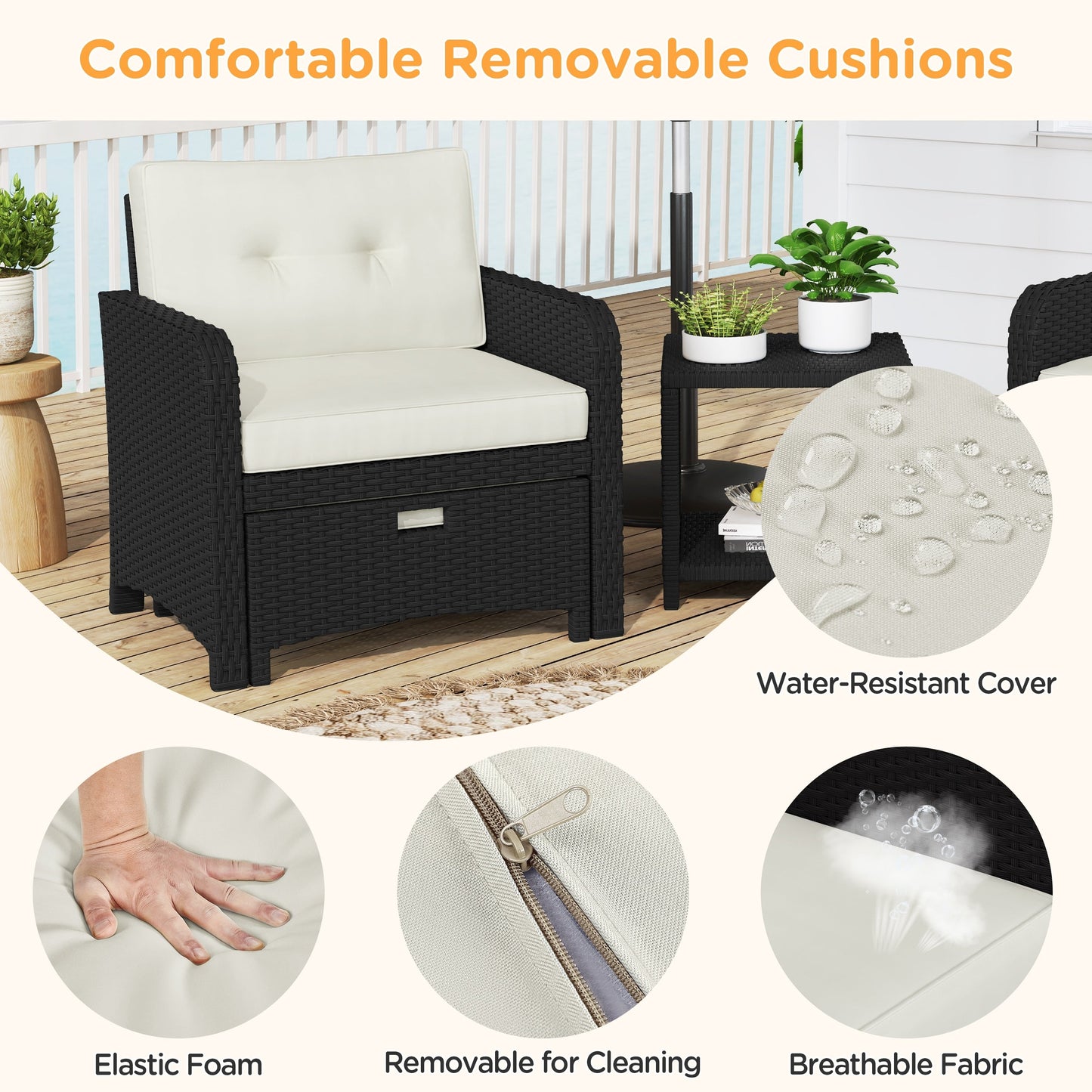 Set di mobili da giardino Yaheetech da 5 pezzi con cuscini e guanciali per cortile e giardino