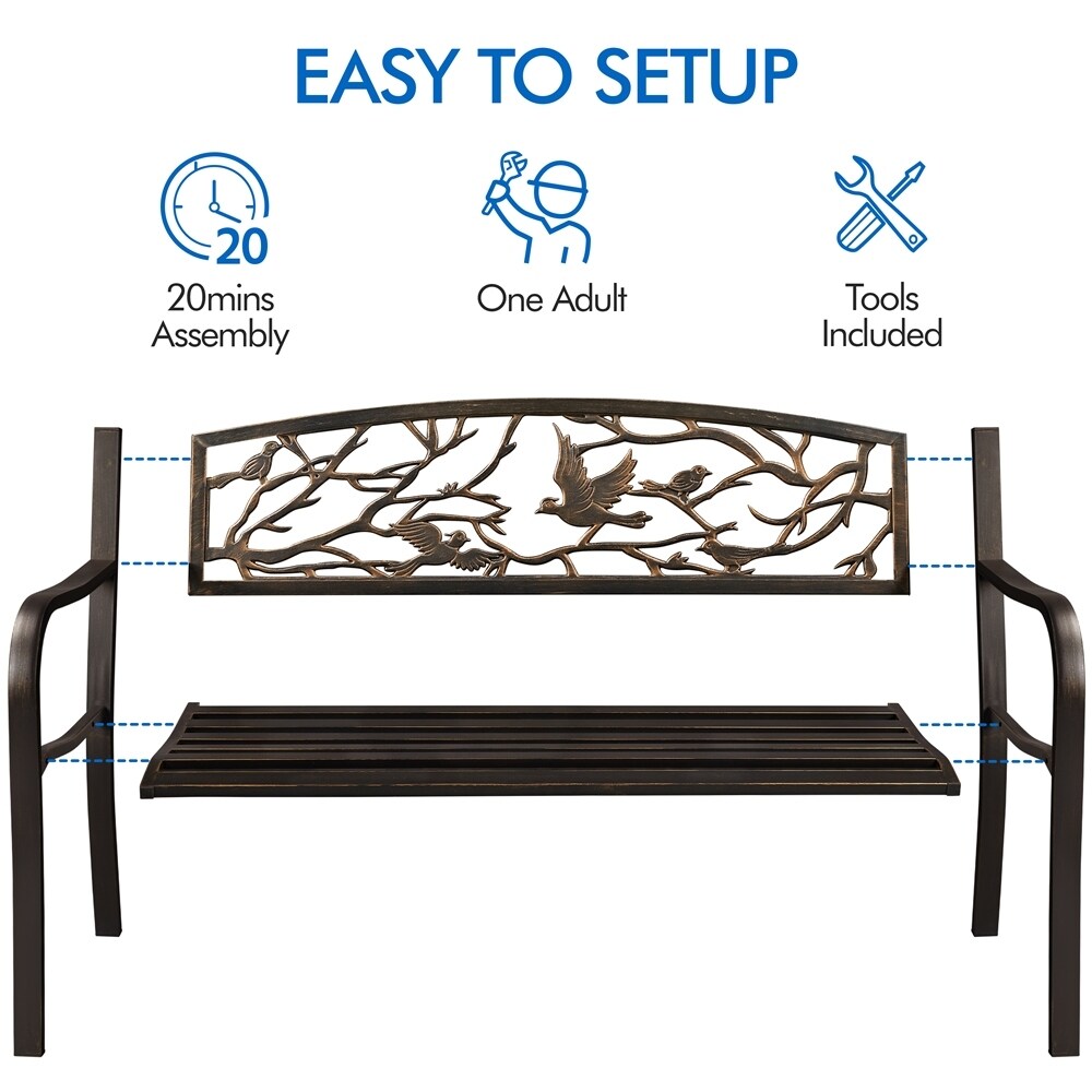 Panca da giardino Yaheetech per esterni, in metallo, per veranda - N/D