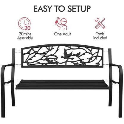 Panca da giardino Yaheetech per esterni, in metallo, per veranda - N/D