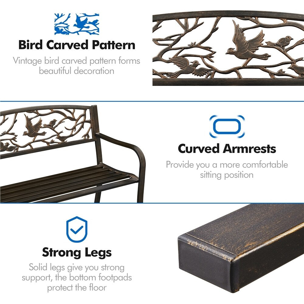 Panca da giardino Yaheetech per esterni, in metallo, per veranda - N/D