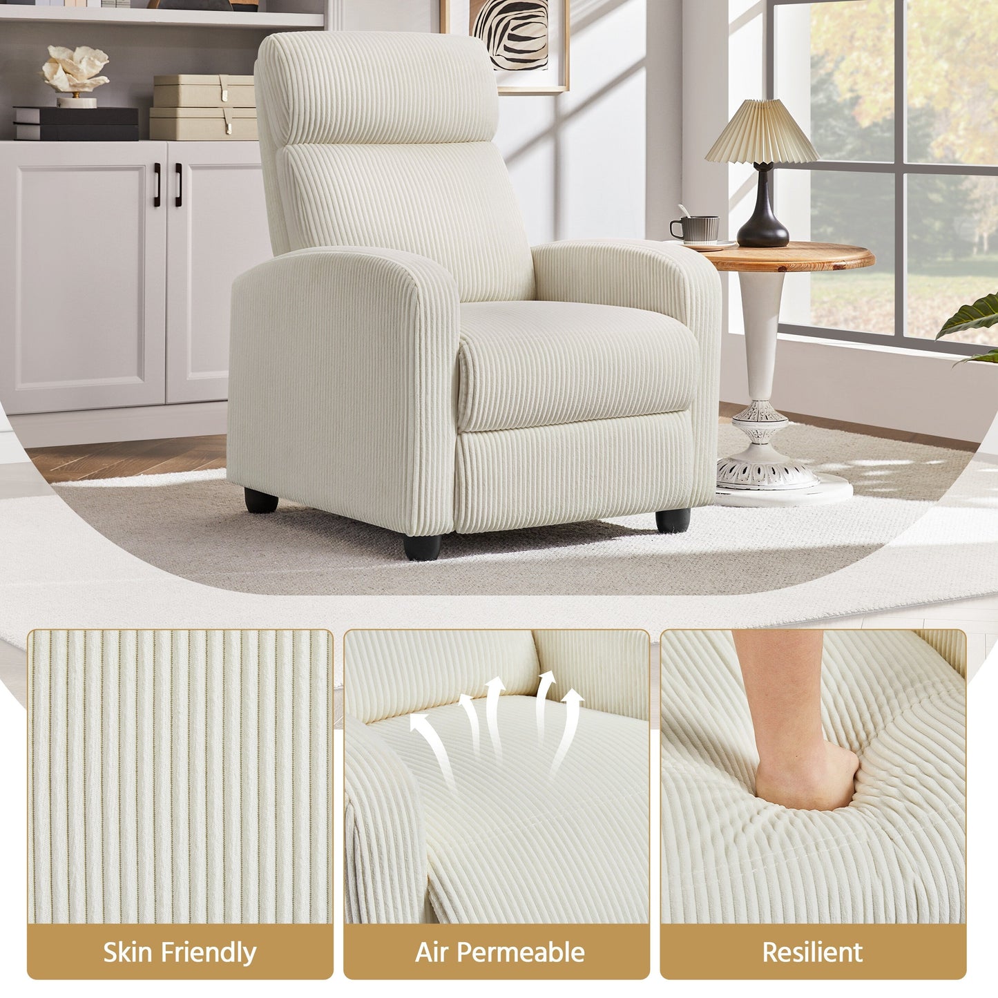 Poltrona reclinabile imbottita moderna regolabile Yaheetech con molle insacchettate per soggiorno