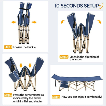 Yaheetech Lettino da campeggio pieghevole portatile in metallo per esterni e interni