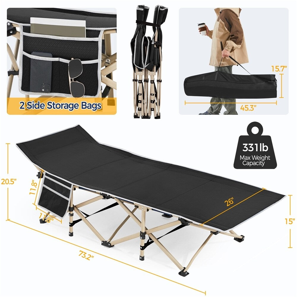 Yaheetech Lettino da campeggio pieghevole portatile in metallo per esterni e interni
