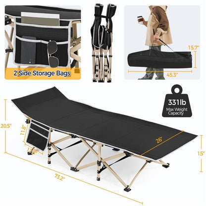 Yaheetech Lettino da campeggio pieghevole portatile in metallo per esterni e interni