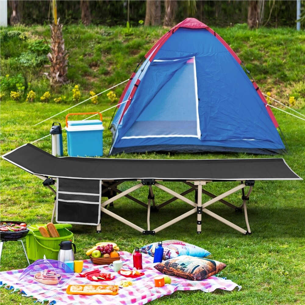 Yaheetech Lettino da campeggio pieghevole portatile in metallo per esterni e interni