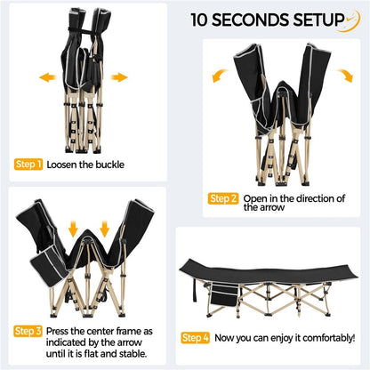 Yaheetech Lettino da campeggio pieghevole portatile in metallo per esterni e interni