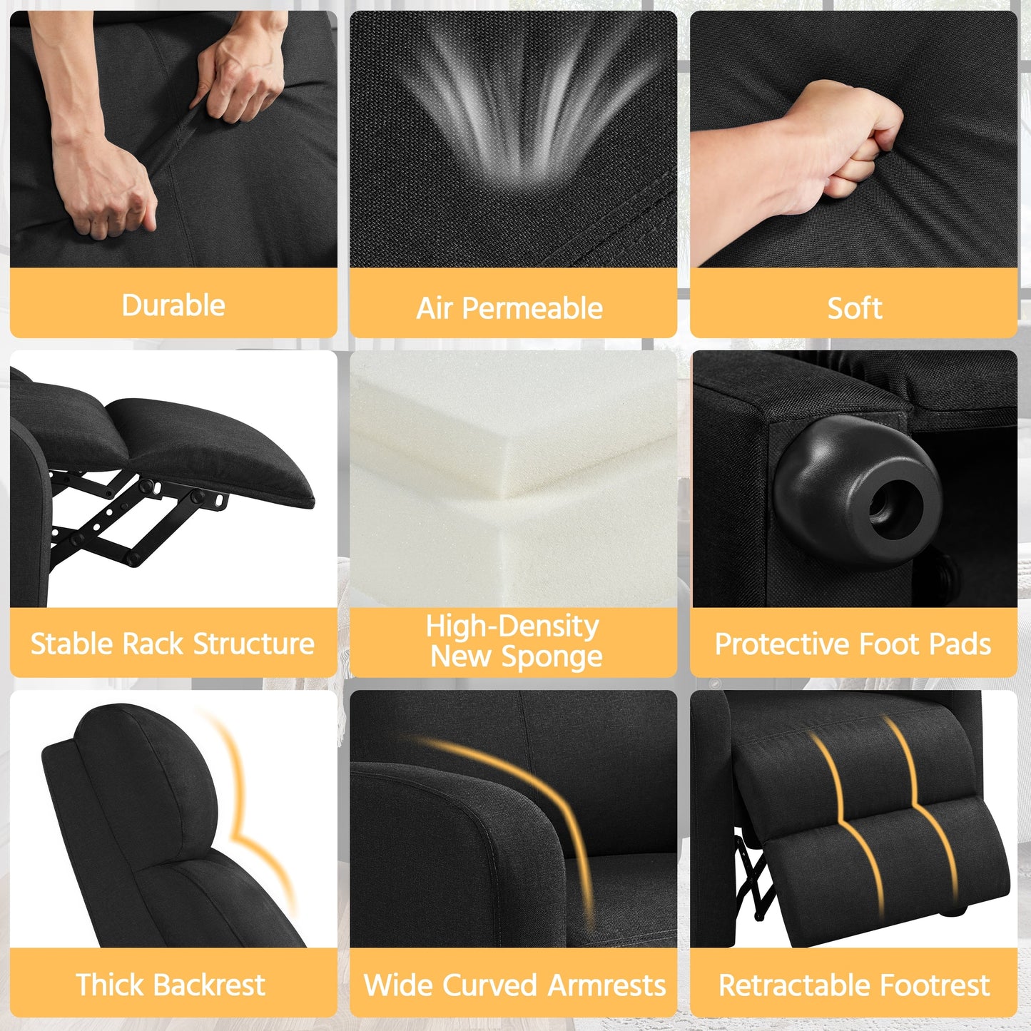 Poltrona reclinabile moderna in tessuto Yaheetech