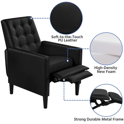 Divano moderno reclinabile in similpelle con poggiapiedi regolabile e imbottito Yaheetech