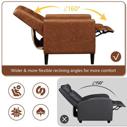 Divano moderno reclinabile in similpelle con poggiapiedi regolabile e imbottito Yaheetech