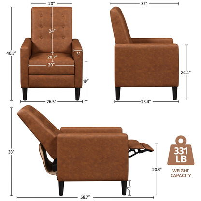 Divano moderno reclinabile in similpelle con poggiapiedi regolabile e imbottito Yaheetech