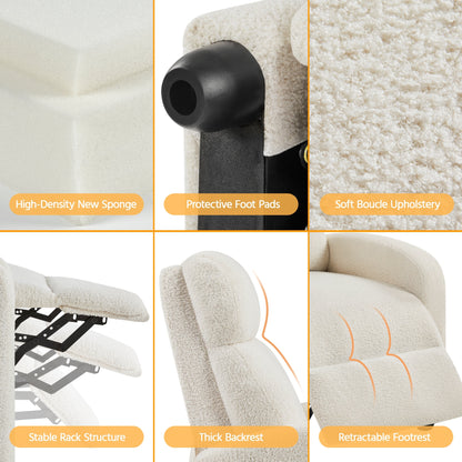 Divano reclinabile imbottito Yaheetech, poltrona reclinabile regolabile, avorio