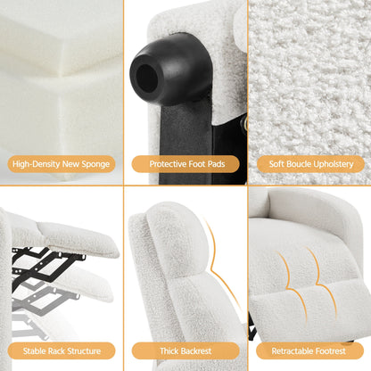 Divano reclinabile imbottito Yaheetech, poltrona reclinabile regolabile, avorio