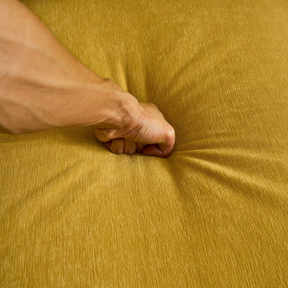 Divano componibile a 3 posti in velluto a L giallo da 83'' con gambe in metallo