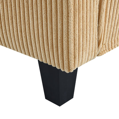 Divano a 3 posti a L giallo 87 con chaise longue reversibile e 3 cuscini, design salvaspazio per il soggiorno