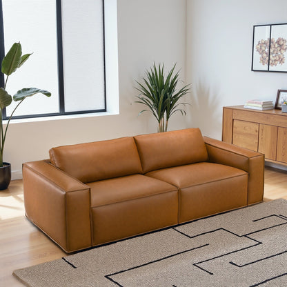 Divano comodo in pelle vegana York Mid-Century Modern