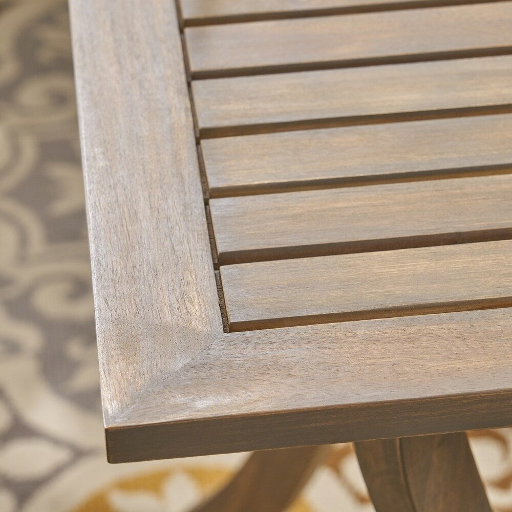 Set da pranzo quadrato da esterno York Acacia Wood da 5 pezzi di Christopher Knight Home