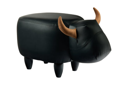 Pouf Imbottito In Pelliccia Si.- Toro Nero