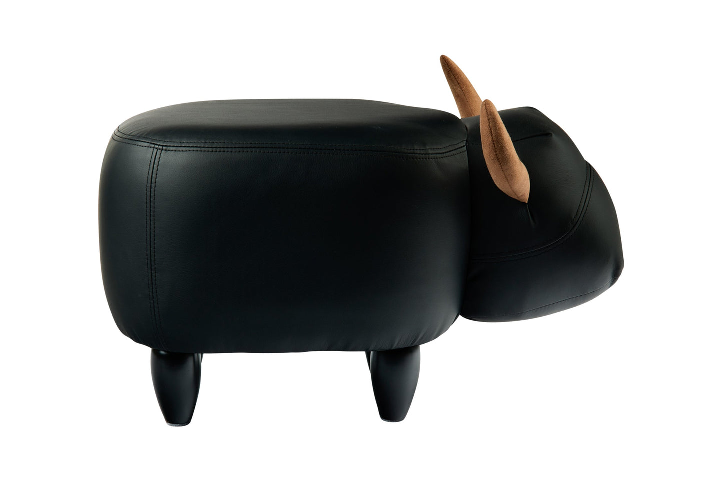 Pouf Imbottito In Pelliccia Si.- Toro Nero