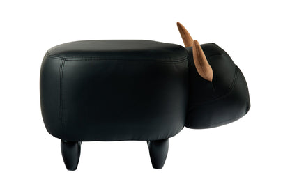 Pouf Imbottito In Pelliccia Si.- Toro Nero