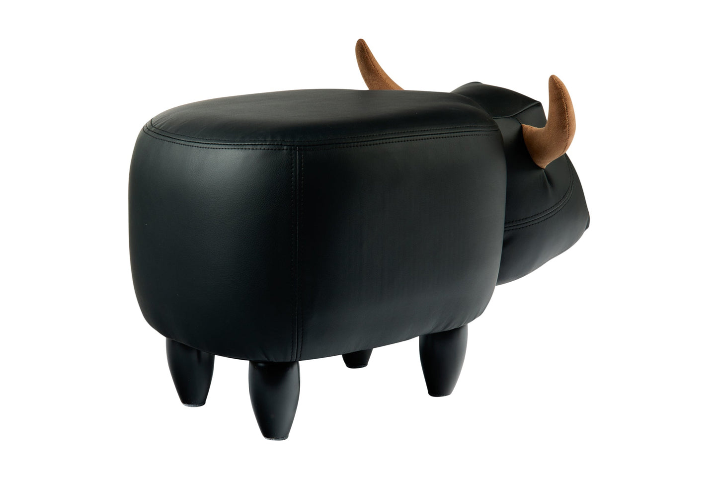 Pouf Imbottito In Pelliccia Si.- Toro Nero