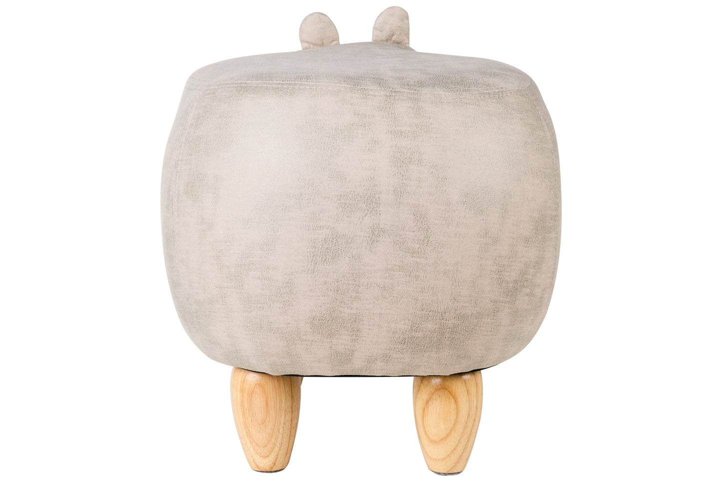 Pouf Imbottito In Finta Pelle E Legno - Ippo Bianco