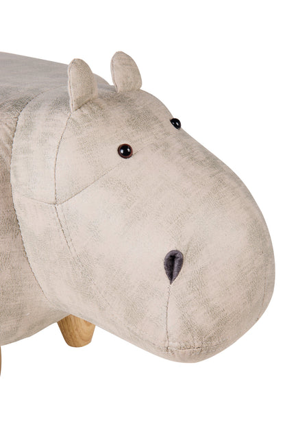 Pouf Imbottito In Finta Pelle E Legno - Ippo Bianco