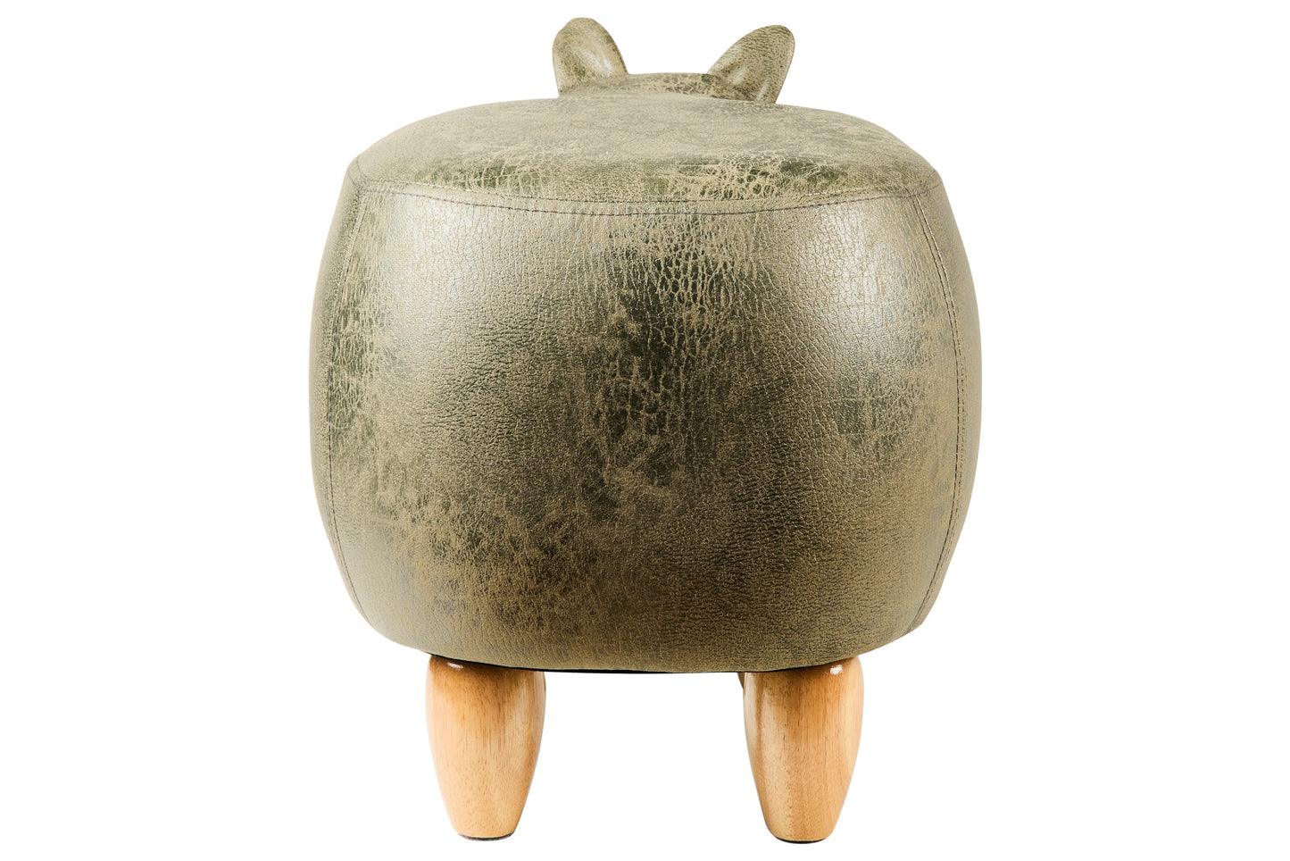 Pouf Imbottito In Fintapelle E Legno - Rinoceronte