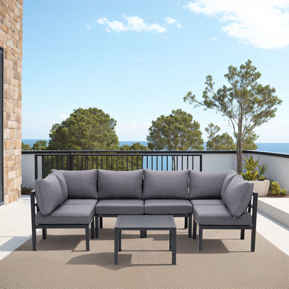 Set di mobili da giardino in alluminio Zenova da 5/7 pezzi, divano componibile per esterni