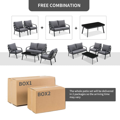 Set da conversazione per patio in alluminio Zenova da 2/4 pezzi, divano componibile da esterno con sedie singole