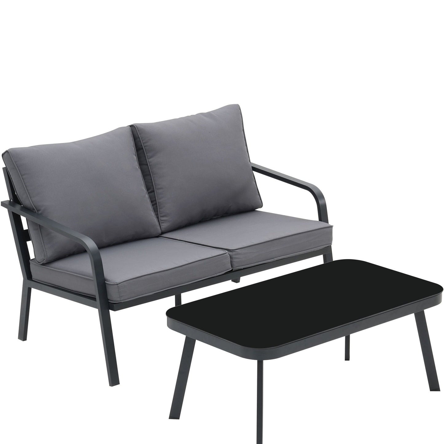 Set da conversazione per patio in alluminio Zenova da 2/4 pezzi, divano componibile da esterno con sedie singole