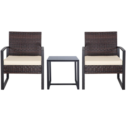 Set da giardino Zenova da 3 pezzi, tavolo e sedie in vimini, set da 2, mobili da balcone in rattan resistenti alle intemperie