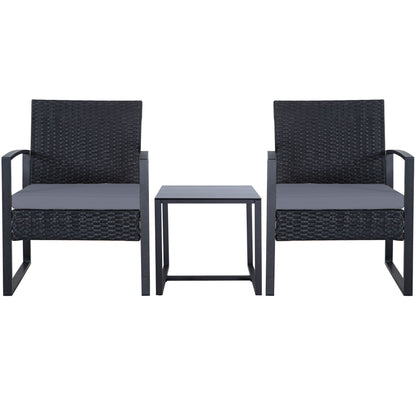 Set da giardino Zenova da 3 pezzi, tavolo e sedie in vimini, set da 2, mobili da balcone in rattan resistenti alle intemperie