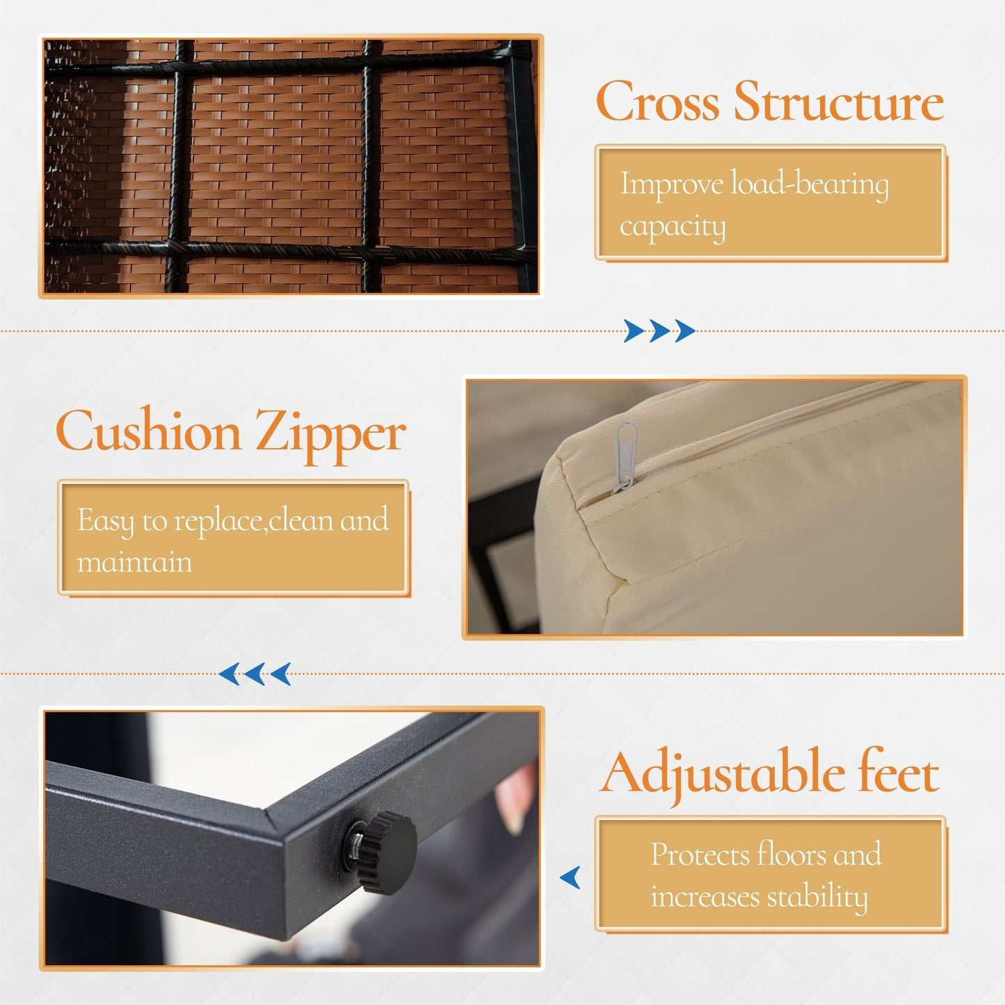 Set da giardino Zenova da 3 pezzi, tavolo e sedie in vimini, set da 2, mobili da balcone in rattan resistenti alle intemperie